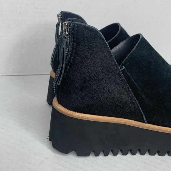 All Black suede calf hair platform threaded booties - Picture 4 of 10